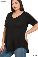 Load image into Gallery viewer, V-NECK HI-LOW HEM TOP (BLACK)