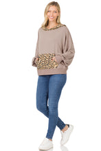 Load image into Gallery viewer, Soft French Terry Reverse Leopard Hoodie - Mocha/Brown