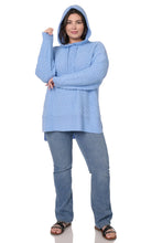 Load image into Gallery viewer, HOODED HI-LOW HEM POPCORN SWEATER (SPRING BLUE)
