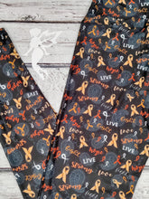 Load image into Gallery viewer, Orange Ribbons and Paisley Leggings