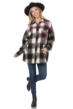 Load image into Gallery viewer, Oversized Yarn 2 Tone Plaid Longline Shacket - Blk/Burg