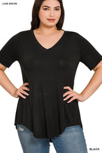 Load image into Gallery viewer, V-NECK HI-LOW HEM TOP (BLACK)
