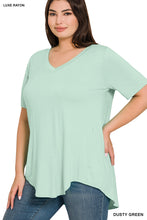 Load image into Gallery viewer, V-NECK HI-LOW HEM TOP (DUSTY GREEN)

