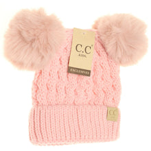Load image into Gallery viewer, KIDS Cable Knit Double Matching Beanie
