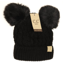 Load image into Gallery viewer, KIDS Cable Knit Double Matching Beanie
