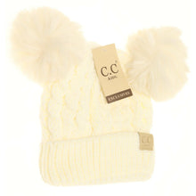 Load image into Gallery viewer, KIDS Cable Knit Double Matching Beanie

