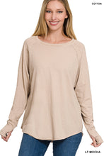 Load image into Gallery viewer, COTTON RAGLAN SLEEVE THUMBHOLE TOP (LT MOCHA)

