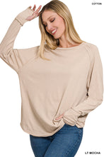 Load image into Gallery viewer, COTTON RAGLAN SLEEVE THUMBHOLE TOP (LT MOCHA)
