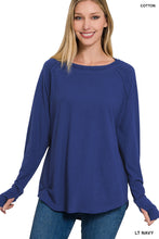 Load image into Gallery viewer, COTTON RAGLAN SLEEVE THUMBHOLE TOP (LT NAVY)
