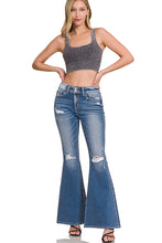 Load image into Gallery viewer, Distressed Flare Dark Wash Jeans

