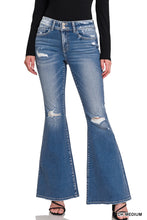 Load image into Gallery viewer, Distressed Flare Dark Wash Jeans
