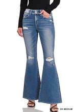 Load image into Gallery viewer, Distressed Flare Dark Wash Jeans

