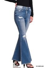 Load image into Gallery viewer, Distressed Flare Dark Wash Jeans
