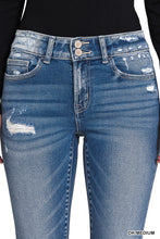Load image into Gallery viewer, Distressed Flare Dark Wash Jeans

