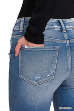Load image into Gallery viewer, Distressed Flare Dark Wash Jeans
