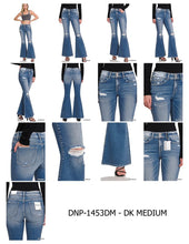 Load image into Gallery viewer, Distressed Flare Dark Wash Jeans
