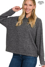 Load image into Gallery viewer, HOODED BRUSHED MELANGE HACCI SWEATER (BLACK)
