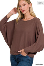 Load image into Gallery viewer, RIBBED BATWING LONG SLEEVE BOAT NECK SWEATER (MAHOGANY)
