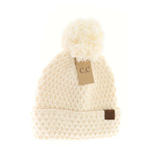 Load image into Gallery viewer, Bee Stitch Knit Pom C.C Beanie
