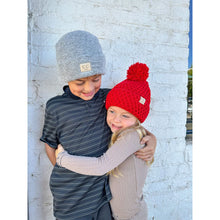 Load image into Gallery viewer, KIDS Soft Ribbed Leather Patch C.C. Beanie
