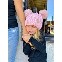 Load image into Gallery viewer, KIDS Cable Knit Double Matching Beanie
