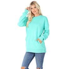 Load image into Gallery viewer, Swoop Neck Sweatshirt w/ Side Pockets - Mint
