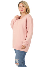 Load image into Gallery viewer, V-Neck Sweatshirt w/ Side Pockets - Cream Mauve
