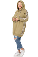 Load image into Gallery viewer, SIDE PANEL LEOPARD SOFT STRETCH HOODIE (KHAKI)
