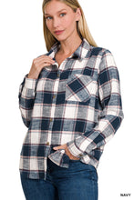 Load image into Gallery viewer, Plaid Shacket with Front Pocket (Navy)
