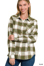 Load image into Gallery viewer, Plaid Shacket with Front Pocket (Olive)
