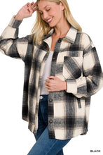 Load image into Gallery viewer, OVERSIZED YARN DYED PLAID LONGLINE SHACKET (BLACK)
