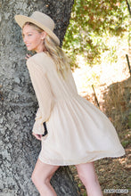 Load image into Gallery viewer, Swiss Dot Long Sleeve V-Neck Dress - White
