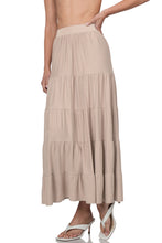 Load image into Gallery viewer, ELASTIC WAIST TIERED RUFFLE MAXI SKIRT (LT MOCHA)
