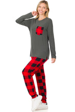 Load image into Gallery viewer, BUFFALO PLAID LOUNGEWEAR SET (ASH GREY)

