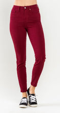 Load image into Gallery viewer, High Waist Tummy Control Garment Dyed Skinny (Scarlet)
