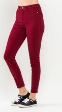 Load image into Gallery viewer, High Waist Tummy Control Garment Dyed Skinny (Scarlet)
