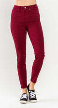 Load image into Gallery viewer, High Waist Tummy Control Garment Dyed Skinny (Scarlet)

