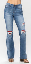 Load image into Gallery viewer, Mid Rise Plaid Patch Detail Bootcut
