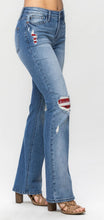 Load image into Gallery viewer, Mid Rise Plaid Patch Detail Bootcut

