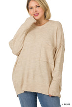 Load image into Gallery viewer, Melange HI-Low Hem pocket Sweater - H Beige
