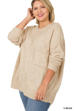Load image into Gallery viewer, Melange HI-Low Hem pocket Sweater - H Beige
