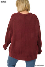 Load image into Gallery viewer, Melange HI-Low Hem pocket Sweater - H Burgundy
