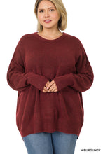 Load image into Gallery viewer, Melange HI-Low Hem pocket Sweater - H Burgundy
