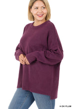 Load image into Gallery viewer, Melange HI-Low Hem pocket Sweater - H Dk Plum
