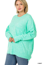 Load image into Gallery viewer, Melange HI-Low Hem pocket Sweater - H Mint
