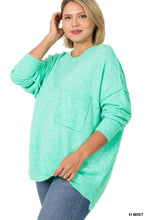 Load image into Gallery viewer, Melange HI-Low Hem pocket Sweater - H Mint
