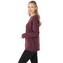 Load image into Gallery viewer, ROUND NECK BASIC SWEATER (EGGPLANT)

