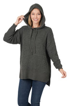 Load image into Gallery viewer, HOODED HI-LOW HEM POPCORN SWEATER (ASH GREY)
