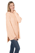 Load image into Gallery viewer, HOODED HI-LOW HEM POPCORN SWEATER (LT PEACH)
