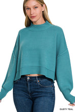Load image into Gallery viewer, SIDE SLIT OVERSIZED CROPPED SWEATER (BLACK)
